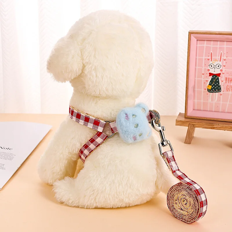 Triangle Puppy Harness with Soft Lattice Leashes, Adjustable Small Dog Harness Training Lightweight Harness Easy Walking Running