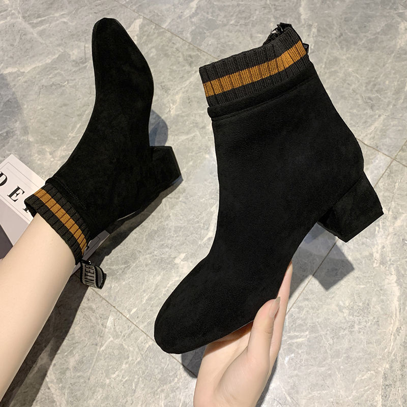 Fashion Women Ankle Boots Thick Heels Shoes Female Newest Pointed Toe Ladies Shoe Brand 2021 Boot Woman Zipper Super High789