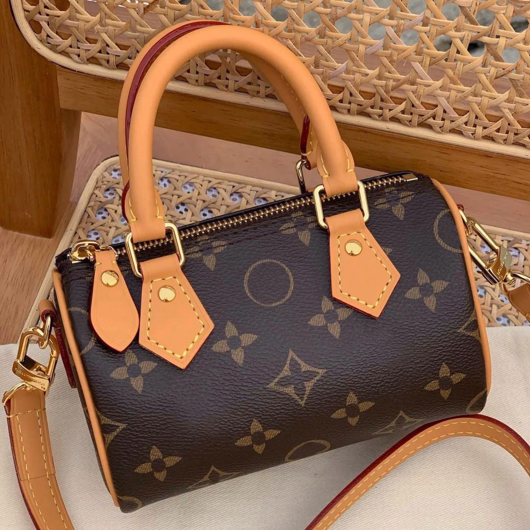 Top Designer Nano Satchel Mini Bag Womens Leather Denim Crossbody Bag Luxury Brand Embossed Tote Bag Classic Old Flower Wallet Brown Flower Tote Bag