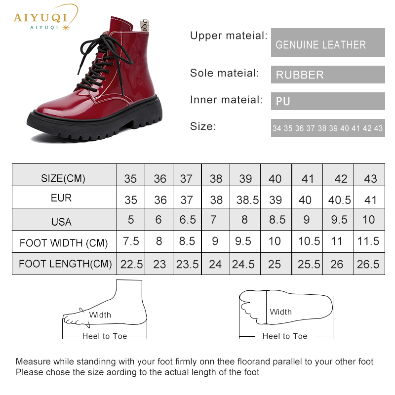 AIYUQI Women Marton Boots Winter 2024 New Genuine Leather Fashion Women Ankle Boots Lace Up Fur Women Motorcycle Boots