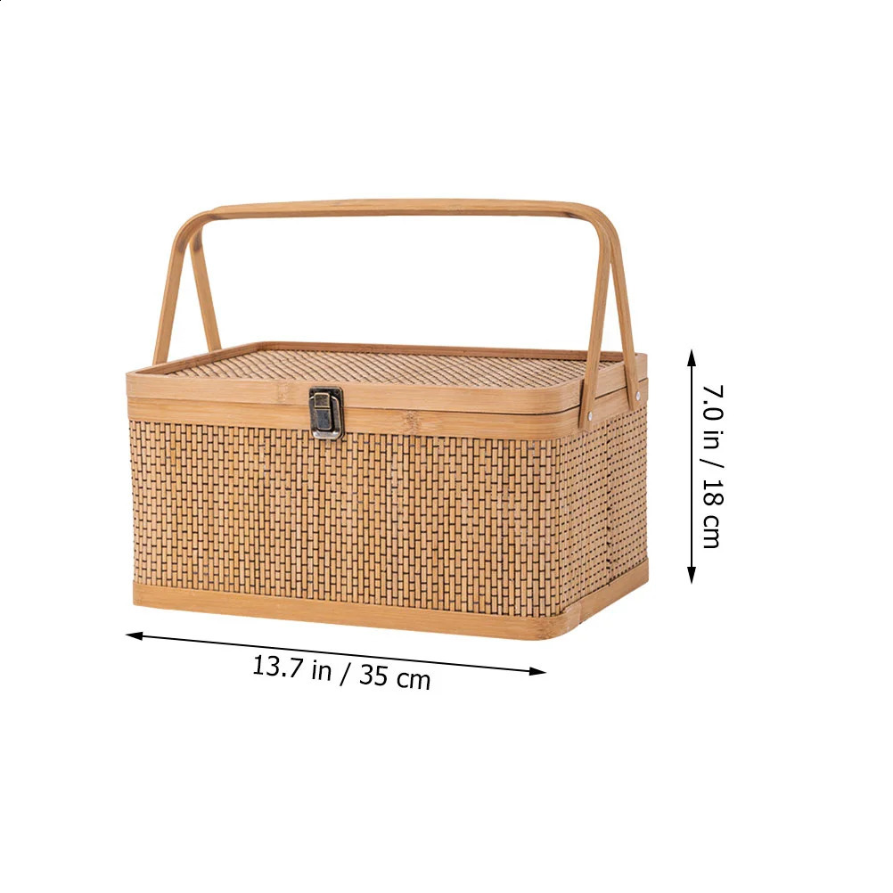 Reward bamboo storage basket home weaving decoration gift packaging fruit Lided kitchen willow egg packaging 240902