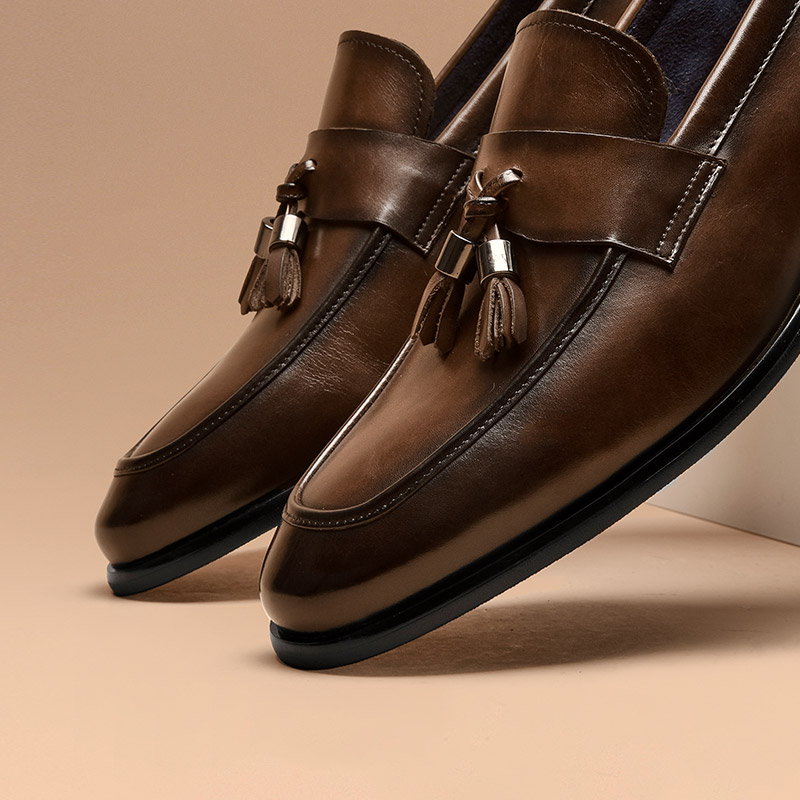 BeauToday Penny Loafers Men Genuine Cow Leather Tassel Decoration Male Slip On Round Toe Fashion Gentlemen Shoes Handmade 50045