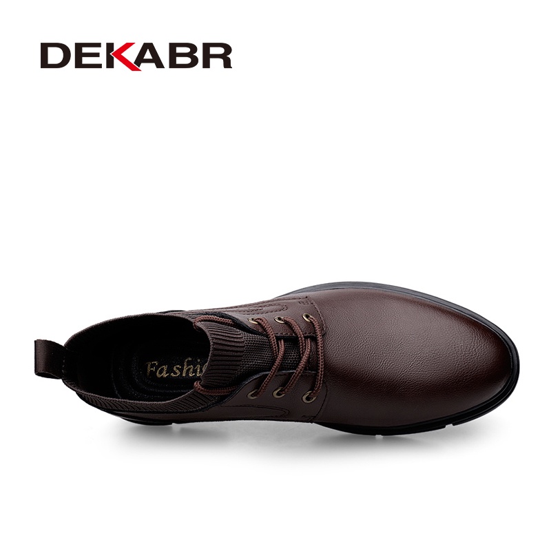 DEKABR Keep Warm Comfy Split Leather Ankle Autumn Winter Men Fashion Lace Up Shoes for Man Lightweight Casual Boots 2a27