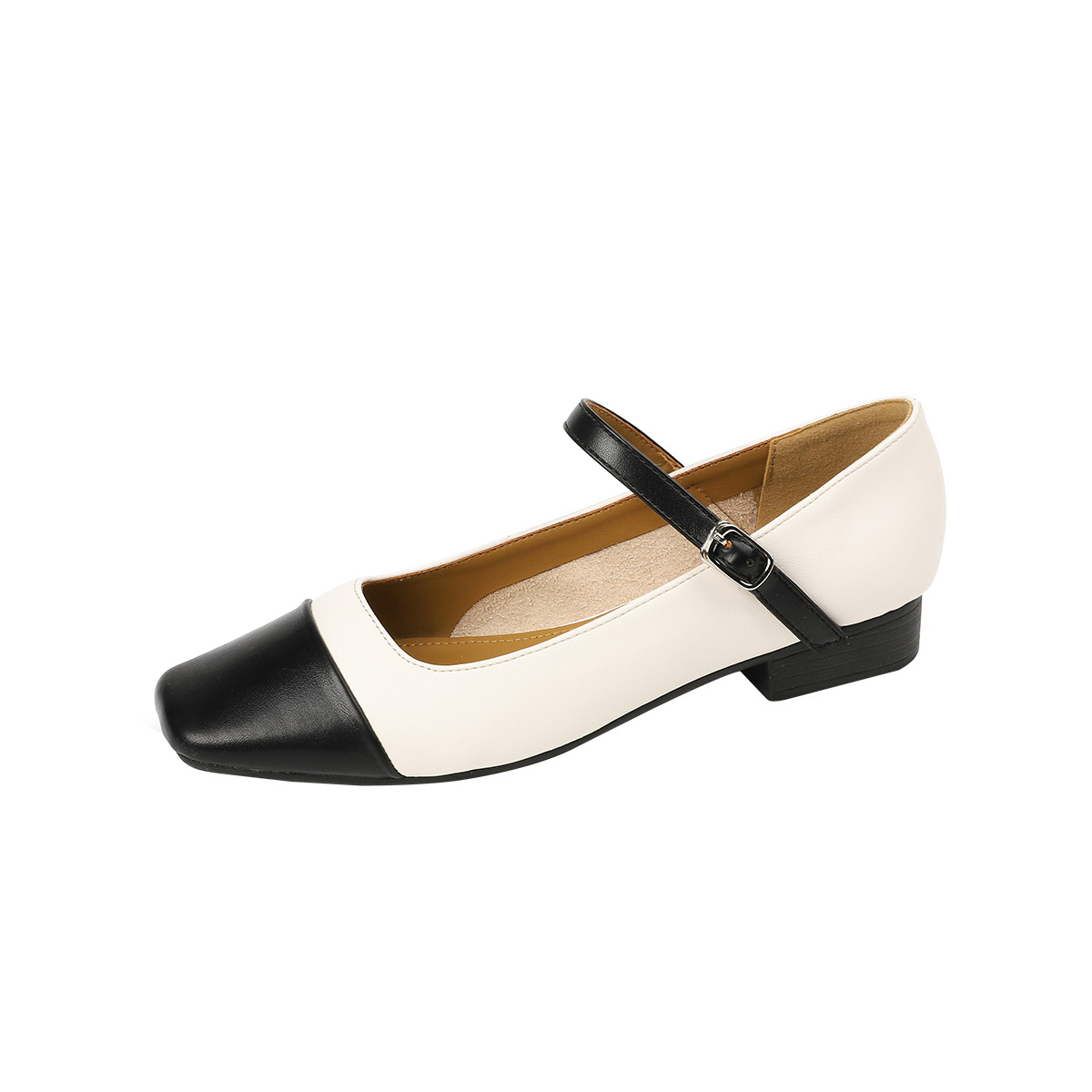 new 2023 deisgner 3de91 mary janes shoes for woman gold leather patchwork ballet flats square toe ankle strap loafers women moccasins