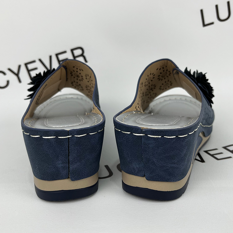 Wer Lucyever Platform Wedges Heels Slippers Women New Quality Hollow Out Thick Sole Sandals Woman Summer 2022 Plus Size Casual Shoes 43 08B2