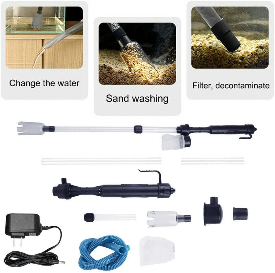 Powerful Suction Aquarium Electric Syphon Operated Fish Tank Sand Washer Vacuum Gravel Water Changer Siphon Filter Cleaner