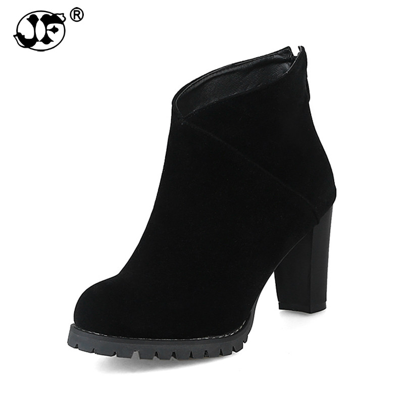 large 2021 sizes 32-43 platform zip up shoes woman high heels black ankle boots women yuj89 468c