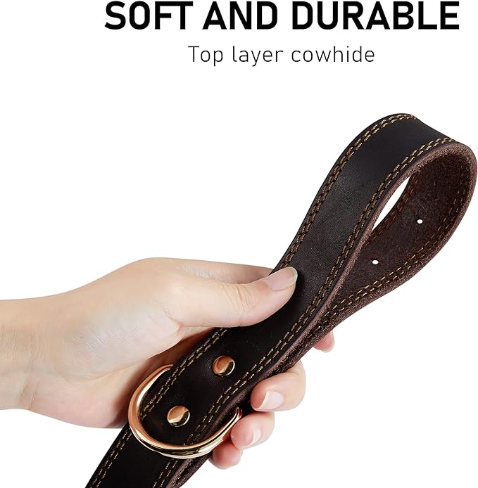 Genuine Leather Heavy Duty Wide Strong Collar for Small Medium Size and Extra Large Dog Z250326