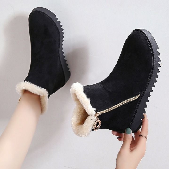Sneaker Winter 2021 Warm Plush Snow Cotton Mid-tube Boots for Women Casual Outdoor Ladies Shoes 9211