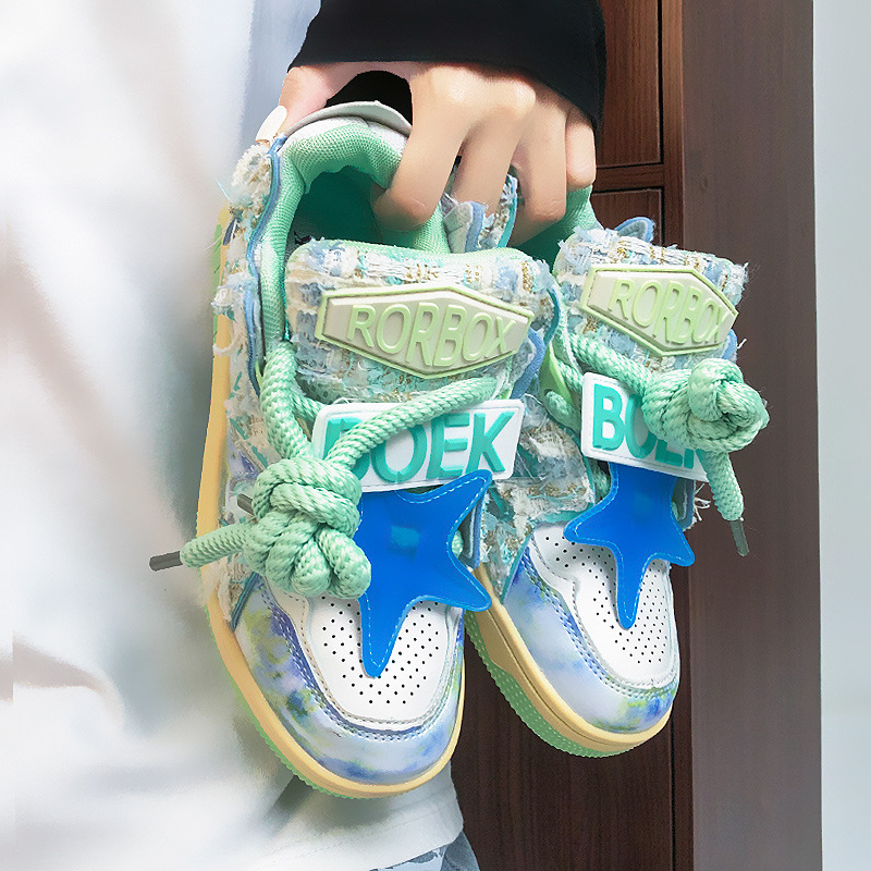 Men's Women's Retro Star Colorblock Casual Sneakers 96c2