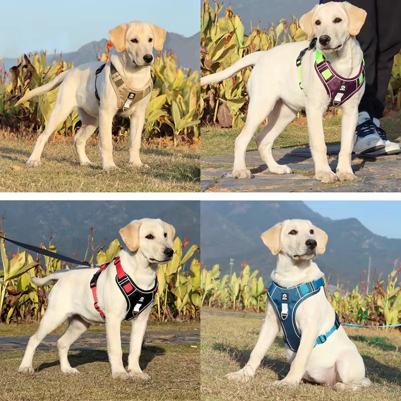 2025 new Pull Pet Harness 2 Leash Clips Adjustable Reflective No Choke Dog Vest with Easy Control Handle for Small Medium and Large Dogs CH2