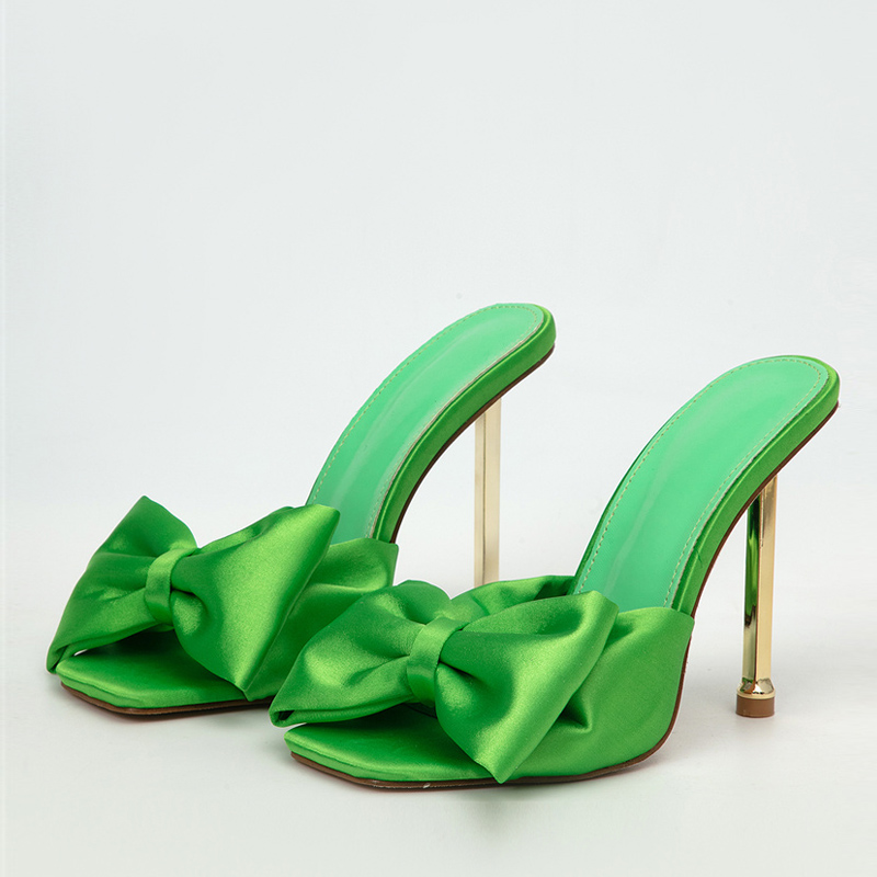 Party Fashion Metal High Heels New Slippers Female Silk Butterfly-Knot Designer Gladiator Sandals Open Toe Summer Women Shoes Pumps b8d9