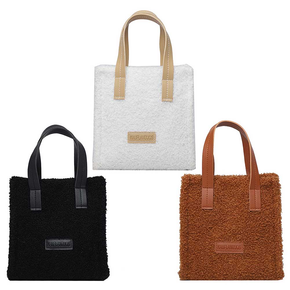 Lamb Wool Autumn Messenger Bag Detachable and Adjustable Strap Women Clash of Colours Satchel Bag for Travel Shopping Daily Use