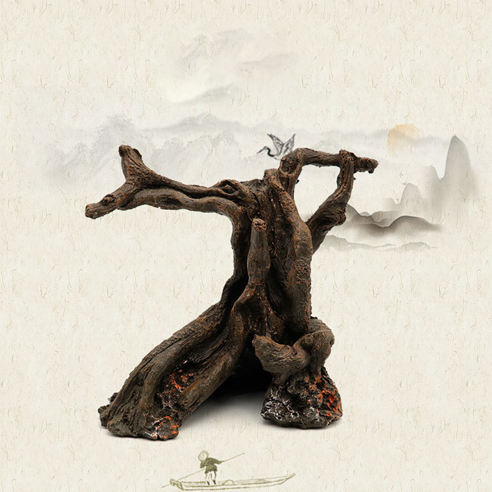 Aquarium Betta Fish Hideout Caves Resin Tree Trunk Ornament Tank or Aquarium Decorations Climbing Hide Toy for Reptile Lizard