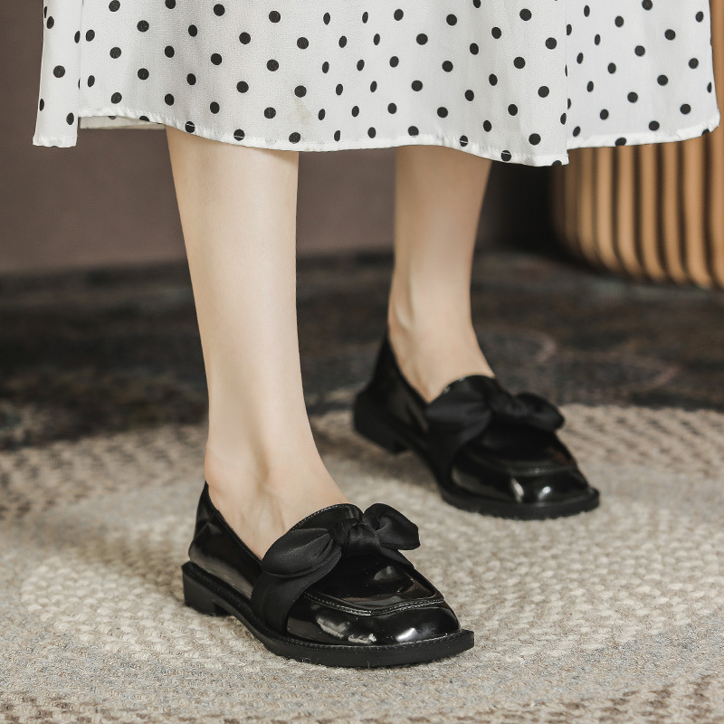 oxford japanned b91c7 cute bowtie leather flats new designer riband bow brogue shoes woman flat heel JK dress loafers