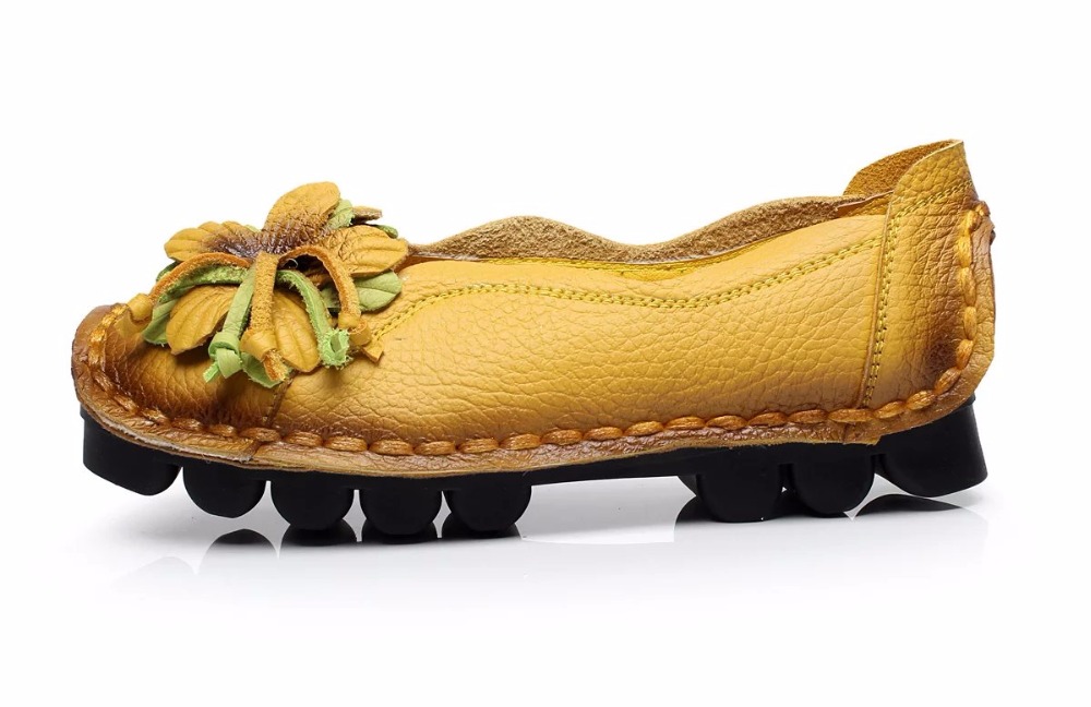 2019 New Autumn wers Handmade Women's ral Soft Flat Bottom Casual Moccasins Retro Women Genuine Leather Shoes 2e31
