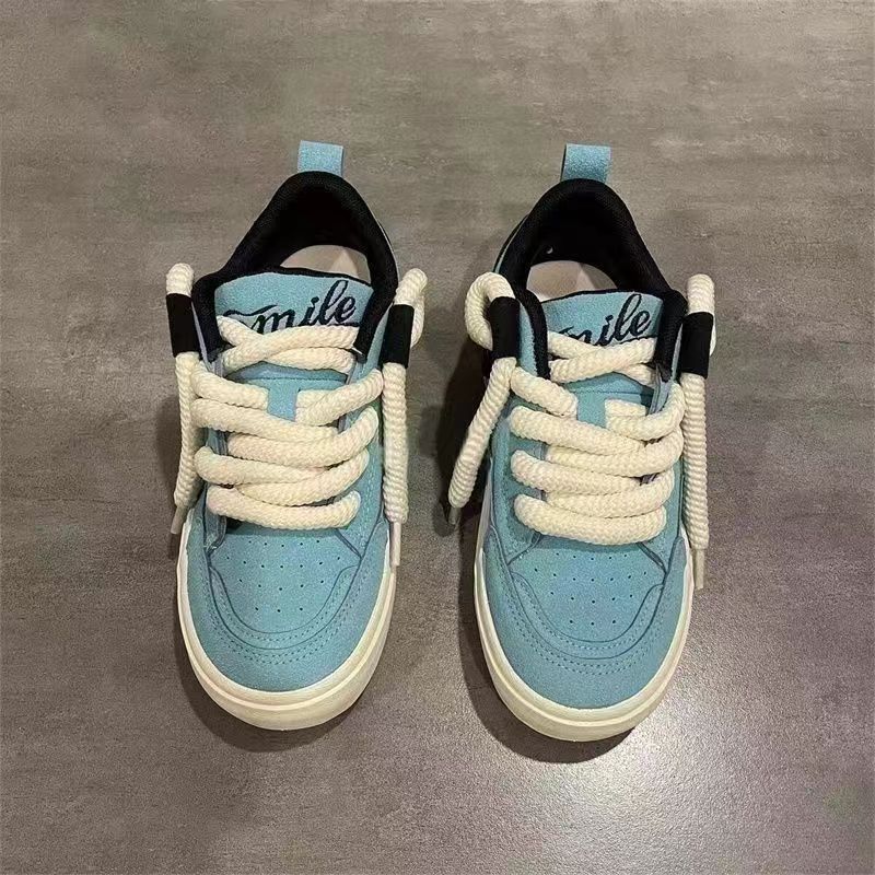 Lake Blue American Retro Versatile Canvas Board Shoes for Women dh910320090