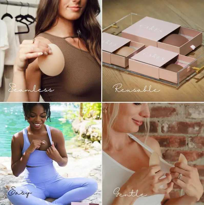 Strapless seamless cake cover ultra-thin invisible bra cushion cover bio absorbent silicone reusable sweat resistant travel bra W240829
