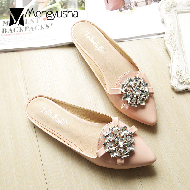 bow-knot Rhie girls flip ps woman brand designer japanned leather cozy slip on shoes summer slippers flat slides pers