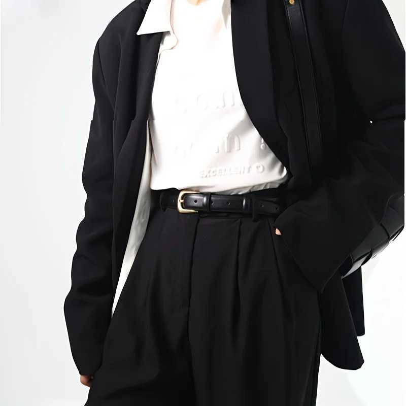 1-piece womens fashionable simple belt decoration black with jeans belt suitable for daily wear and use X2411091