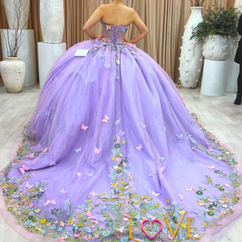 Lavender Off The Shoulder Quinceanera Dress With Bow Lace Applique Beading Tull Mexican Sweet 16 Vestidos De XV 15 Anos