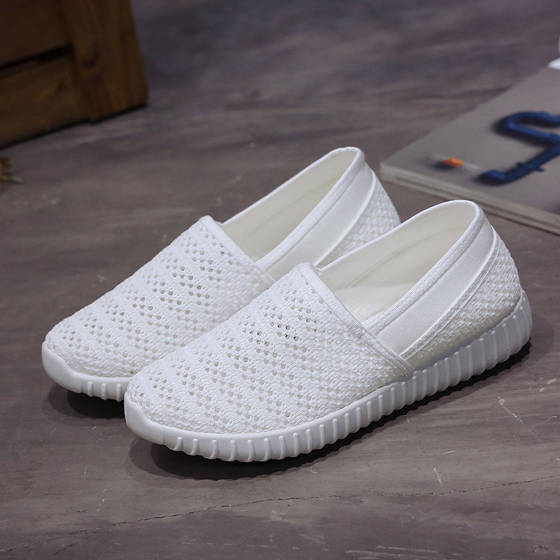 Summer Women's Breathable Mesh Casual Shoes Daily Walking Shoes Women Slip-ons Flat Shoes Low Top Shallow Jogging Sports Shoes