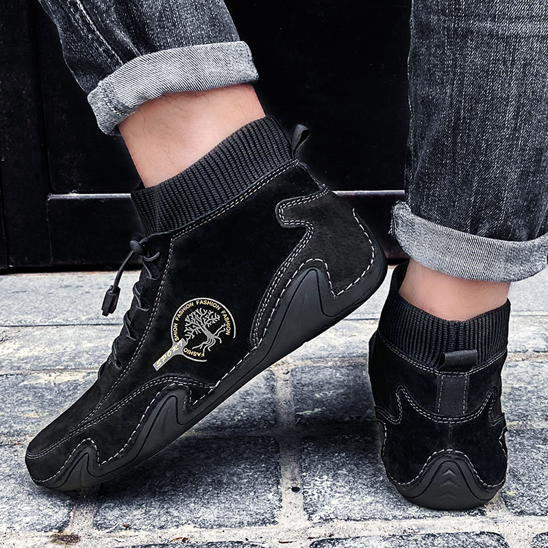 New Leather Casual Waterproof Lightweight hot High Top Sneakers Boots Non Slip Winter Shoes Men's Large 2023