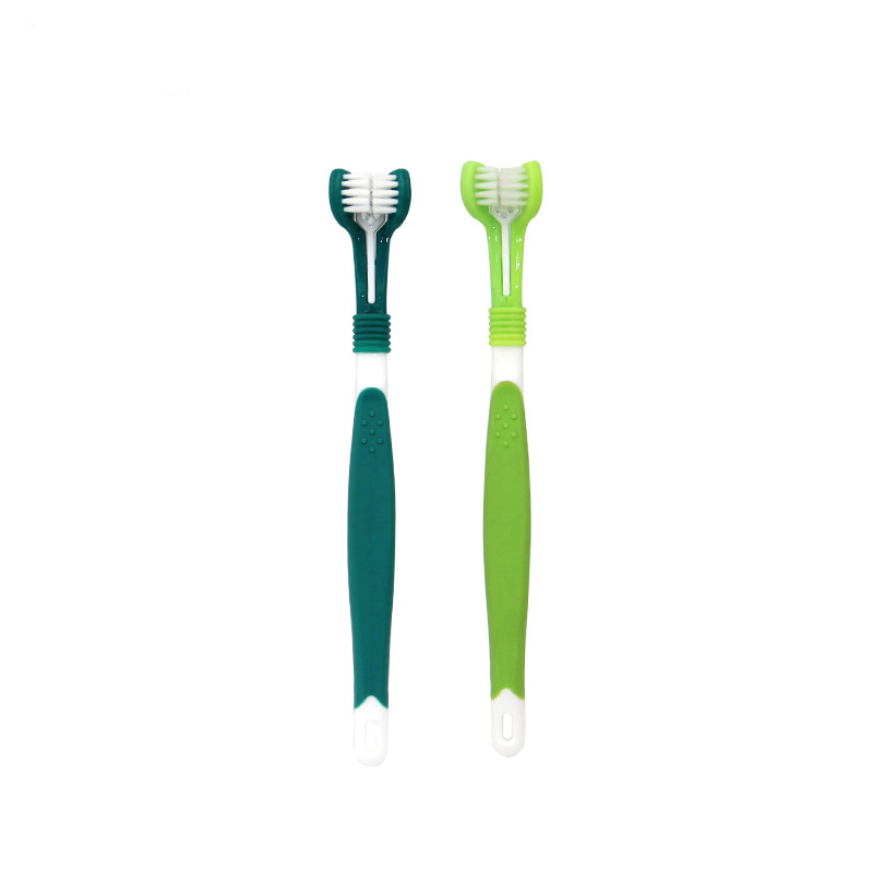 Pet Toothbrush Three-Head Toothbrush Multi-angle Cleaning Addition Bad Breath Tartar Teeth Care Dog Cat Cleaning Mouth