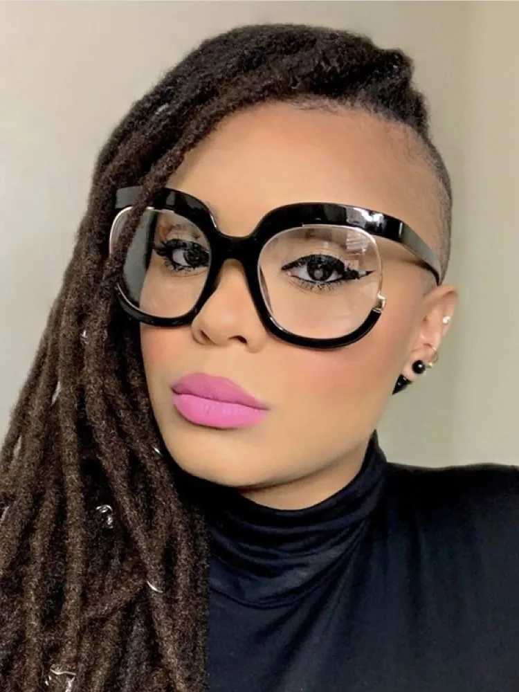 Transparent blue light blocking glasses large glasses frame womens frame anti blue light trend round glasses M240902