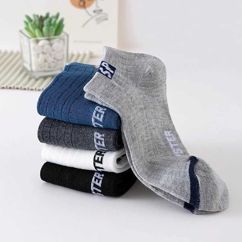 Men's Socks 5 Pairs Mens Letters SP Short Socks Spring And Summer Shallow Low Top Sport Short Socks Trend In Tube Socks Y240830Q1TU