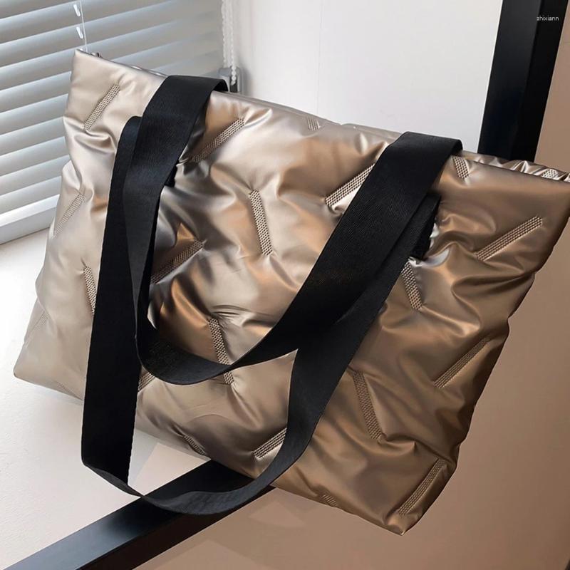 Free Shipping Totes Women Tote Handbag Large Capacity Puffer Casual Bag Solid Color Soft Lightweight Shiny For Female Outdoor Shopping