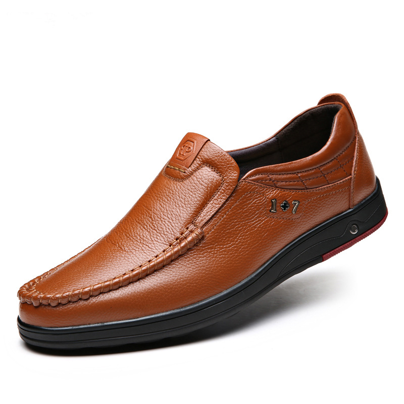 Genuine Leather shoes Men Loafers Slip On Business Casual Leather Shoes Classic Soft Moccasins Breathable Men Shoes Flatsjl98