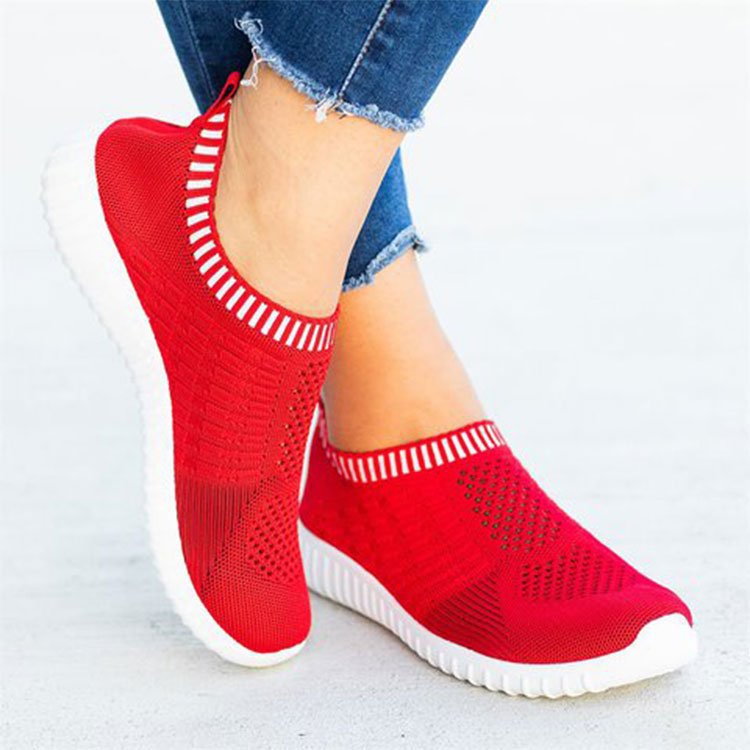 Women shoes 2020 solid color round toe light comfortable breathable casual shoes women sneakers socks shoes plus size 772