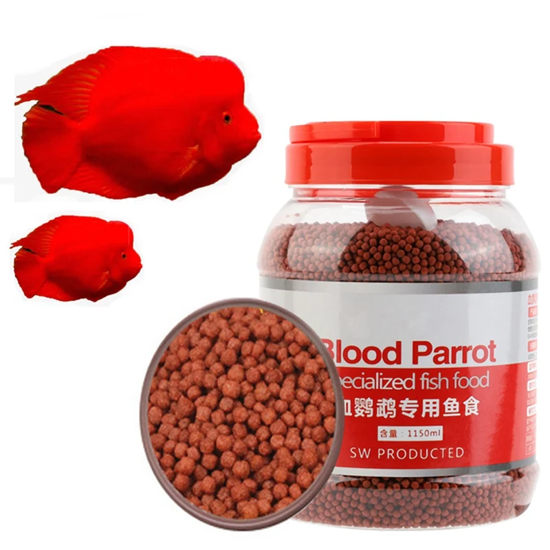 Blood Parrot Fish Food Float on Water Intense Red Enhancing Fast Coloring Snapper Fish Food for Tropical Feed 500g/bottle