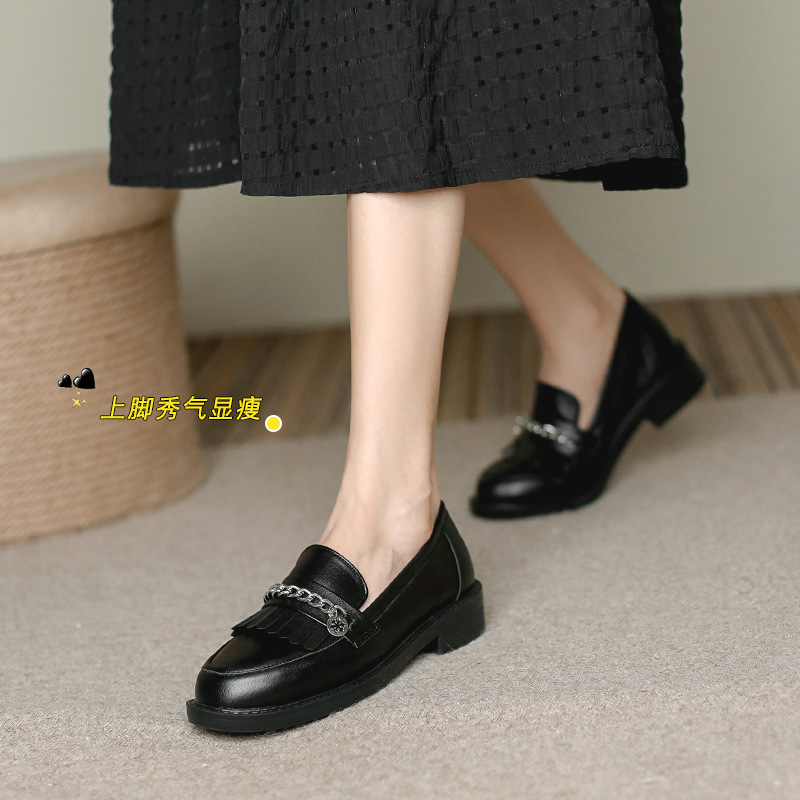 9afa5 new oxford designer chains flats woman fringe small leather shoes metal decoration brogues slip on loafers women