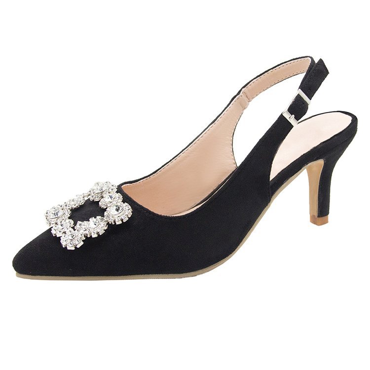Soft Leather Heels Shoes Woman Pointed Toe Non-slip Brand Women Pumps Fashion Ladies Rhinestone High Heels Shoesjm87