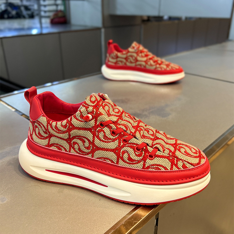 Men Sports Slip On Lace Up Low Top Breathable Versatile Running Shoes fashion