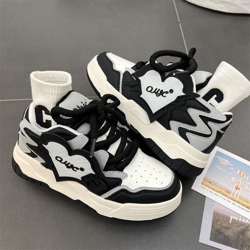 Heart-Shaped Patchwork Women's 2024 Casual Retro Single Shoe