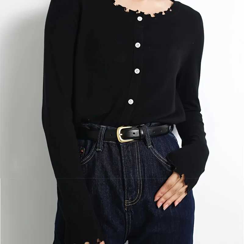 1-piece womens fashionable simple belt decoration black with jeans belt suitable for daily wear and use X2411091