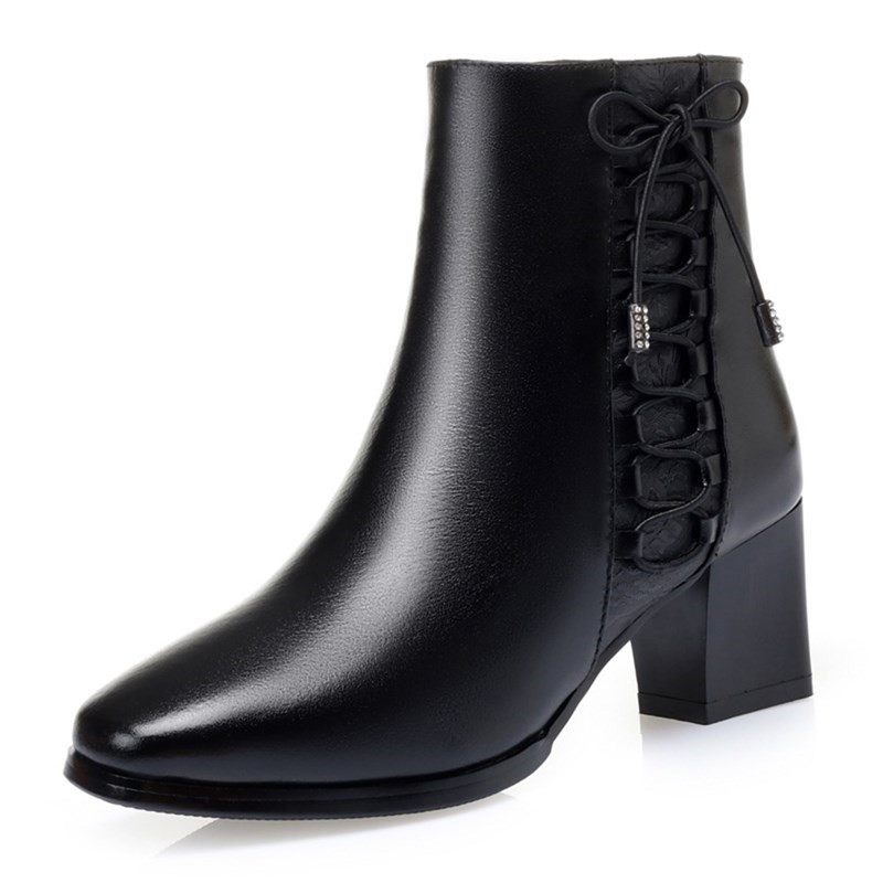 AIYUQI Women Short Boots Genuine Leather Wool 2024 New Wool Warm Women Winter Boots Mid Heel Women Fashion Boots Shoes