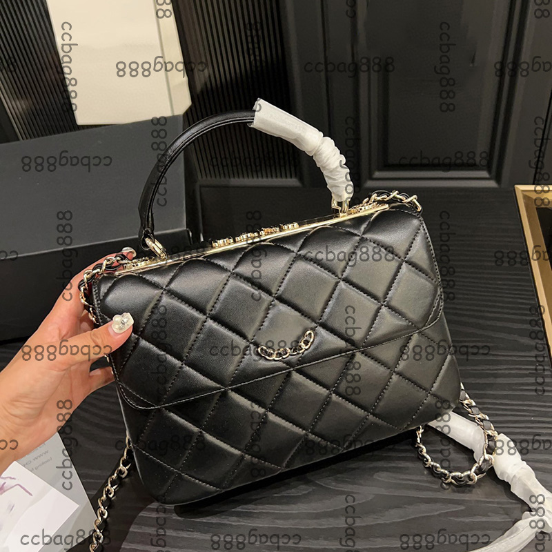 Luuxry Classic Flap Trendy Quilted Bags Lambskin Top Handle Totes Accordion Purse Multi Pochette With Gold Metal Hardware Matelasse Letter Shoulder Handbags 25CM