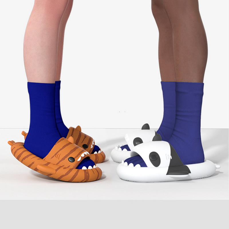 Lovely Summer Shark Tiger Panda Print Anti-Skid Flip ps Couple Beach Slides Outdoor Indoor Household Funny New Slippers e7e3