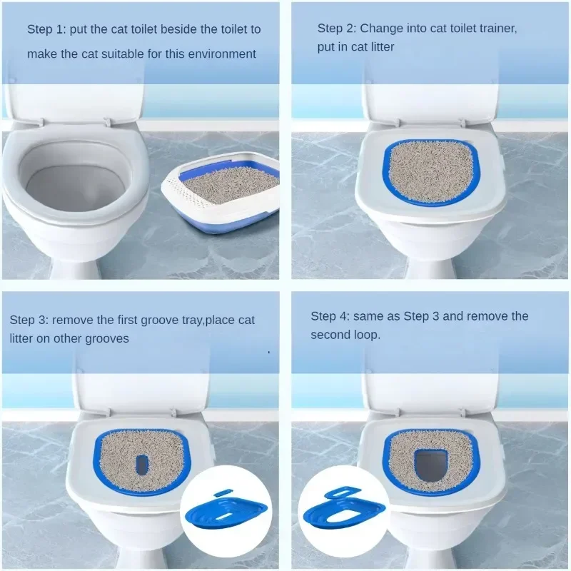 2024 Plastic Cat Toilet Training Kit Reusable Puppy Cat Litter Mat Cat Toilet Trainer Toilet Pets Cleaning Cats Training Product