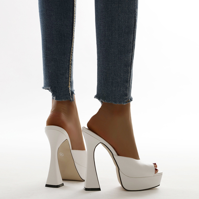 Heel Super Summer High Platform 13cm Peep Sexy Slippers Square Heels Open Toe Design Sandals for Women 2e95 s 801