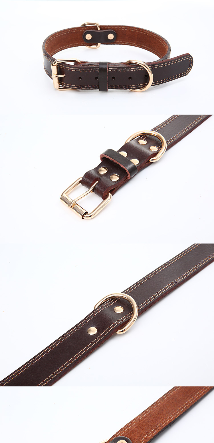 Genuine Leather Heavy Duty Wide Strong Collar for Small Medium Size and Extra Large Dog Z250326