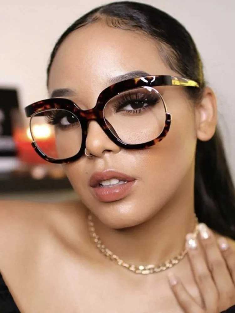 Transparent blue light blocking glasses large glasses frame womens frame anti blue light trend round glasses M240902