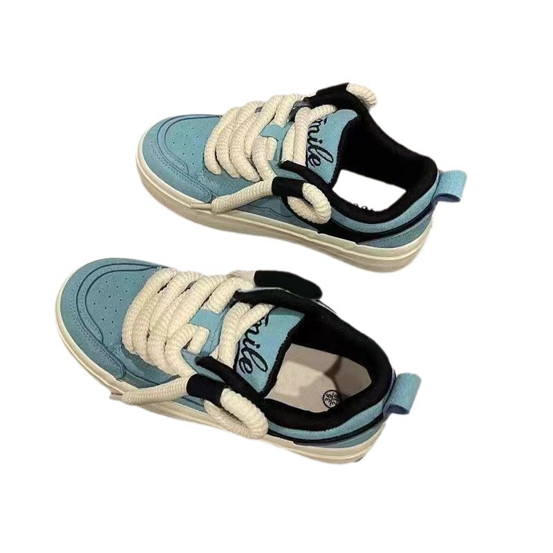 Lake Blue American Retro Versatile Canvas Board Shoes for Women dh910320090