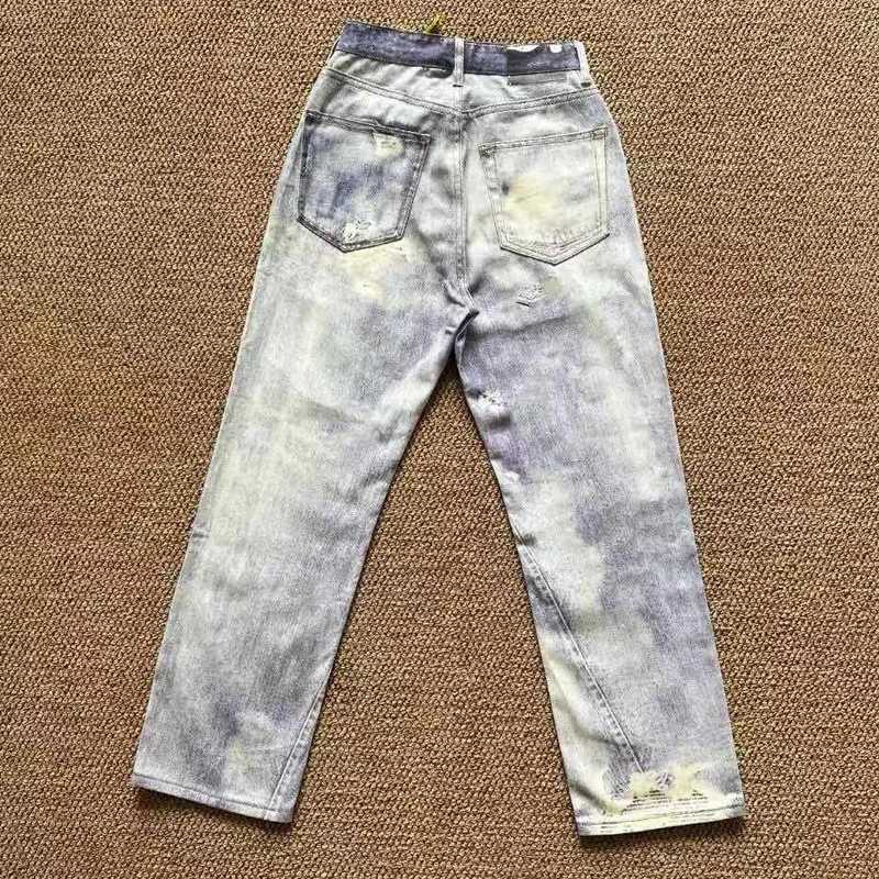 Men's Jeans 2024 Our Legacy Digital Printed Jeans Men Women High Quality Blue Washed Loose Fit Straight Denim Pants Cowboy y240902
