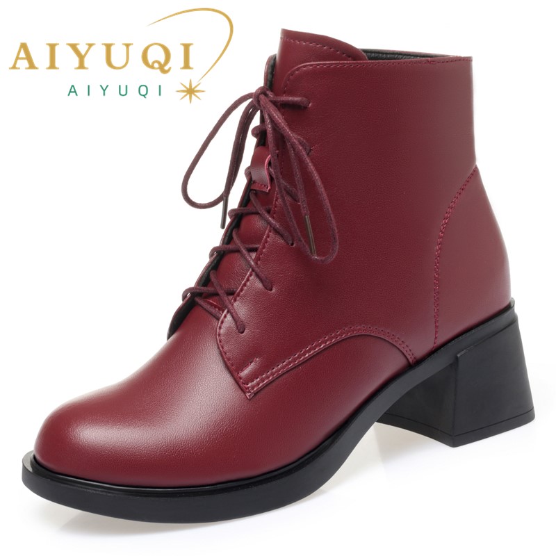 AIYUQI Women's Boots British Style 2024 New Natural Wool Warm Women Winter Boots Non-slip Genuine Leather Ladies Ankle Boots