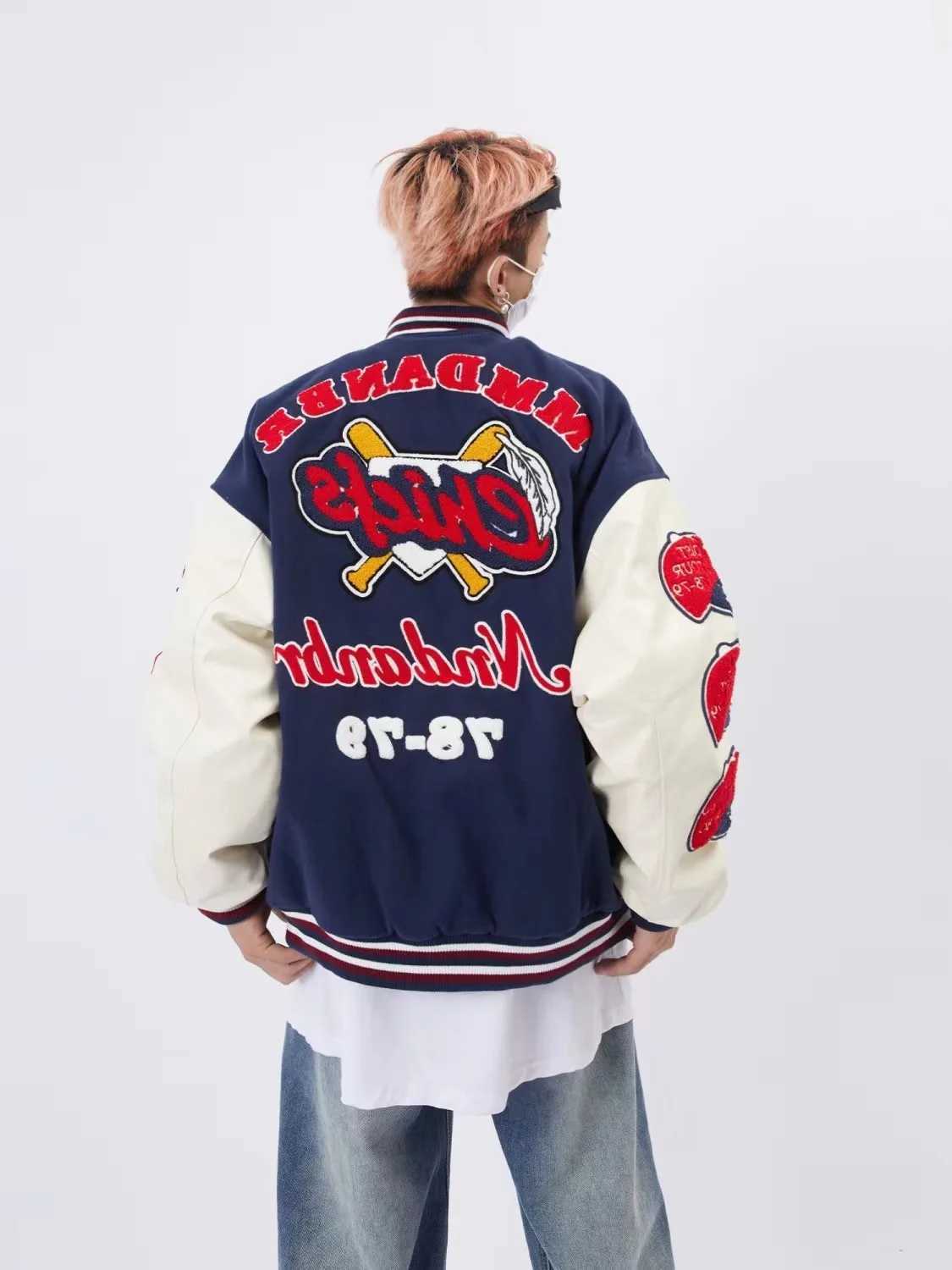 Men's Jackets Baseball uniform VINTAGE collage school team jacket mens bomber jacket embroidered oversized womens jacket patch work PU retro 90 Y